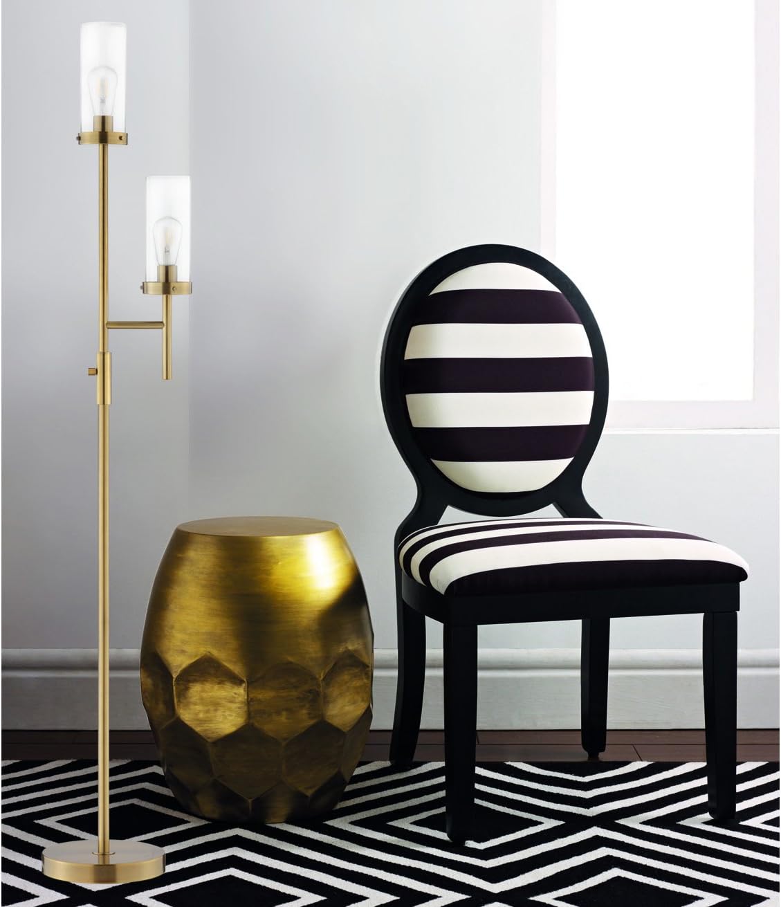 Bronze 2-Light Floor Lamp with Clear Glass Shades K4086