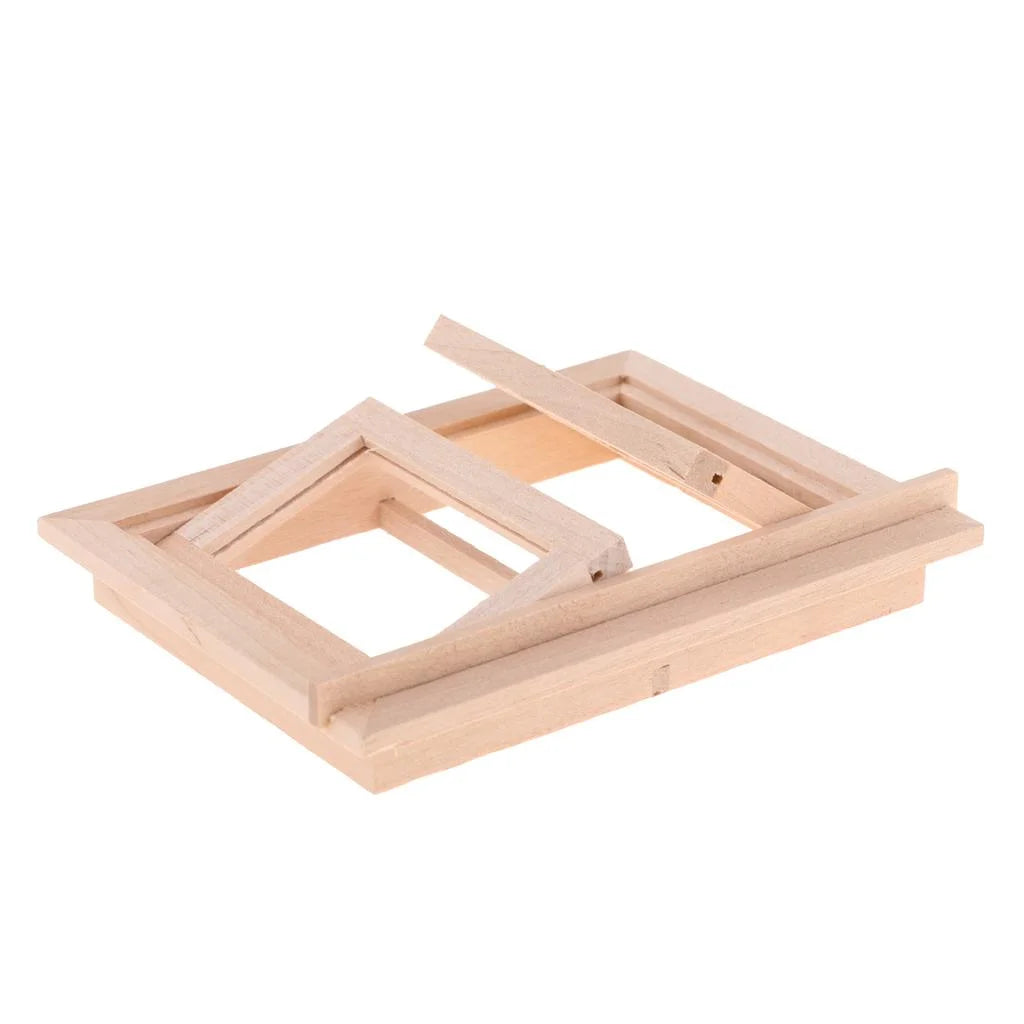 3 Pieces 1/12 Dollhouse DIY Unpainted 2-Pane Window Frame S647
