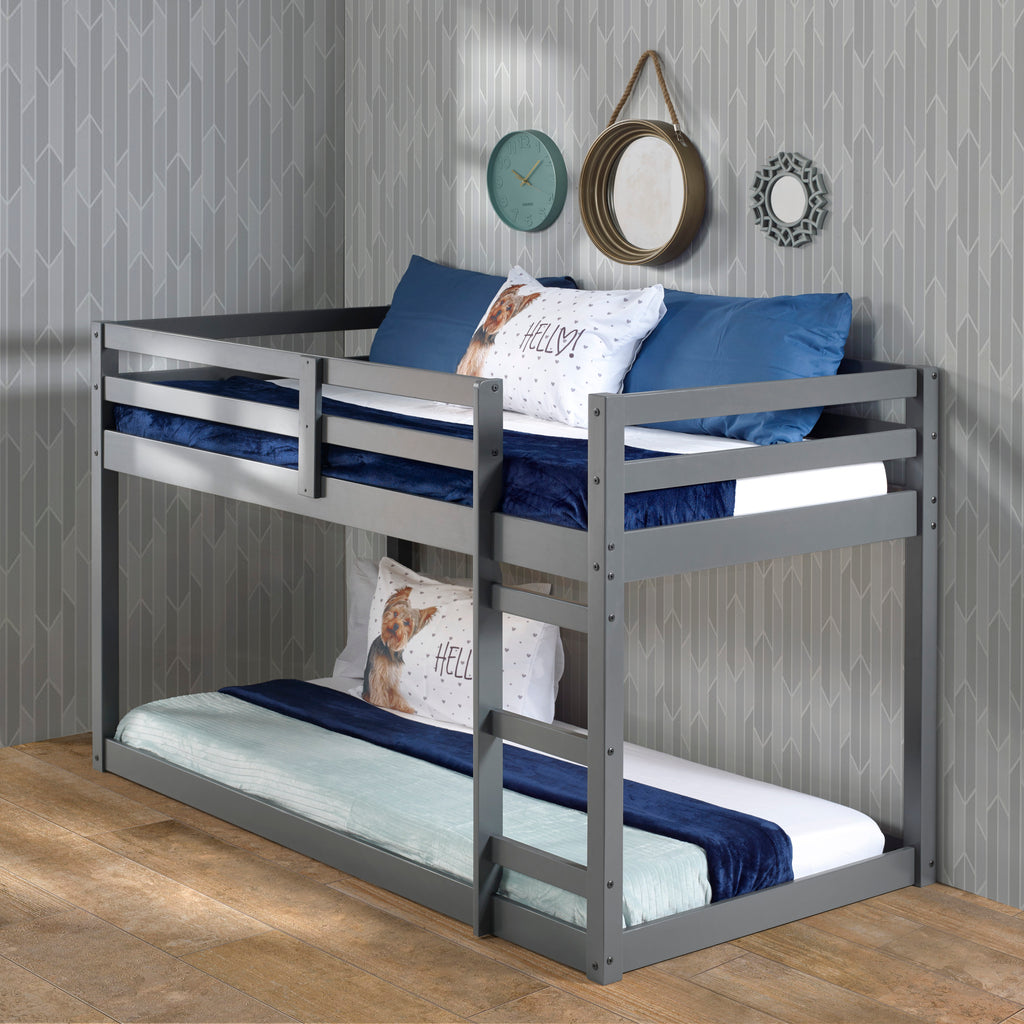 Gray Twin Loft Bed Wood M105