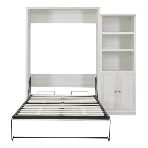 Queen Size Murphy Wall Bed with 1 Side Cabinet Storage Shelf R217