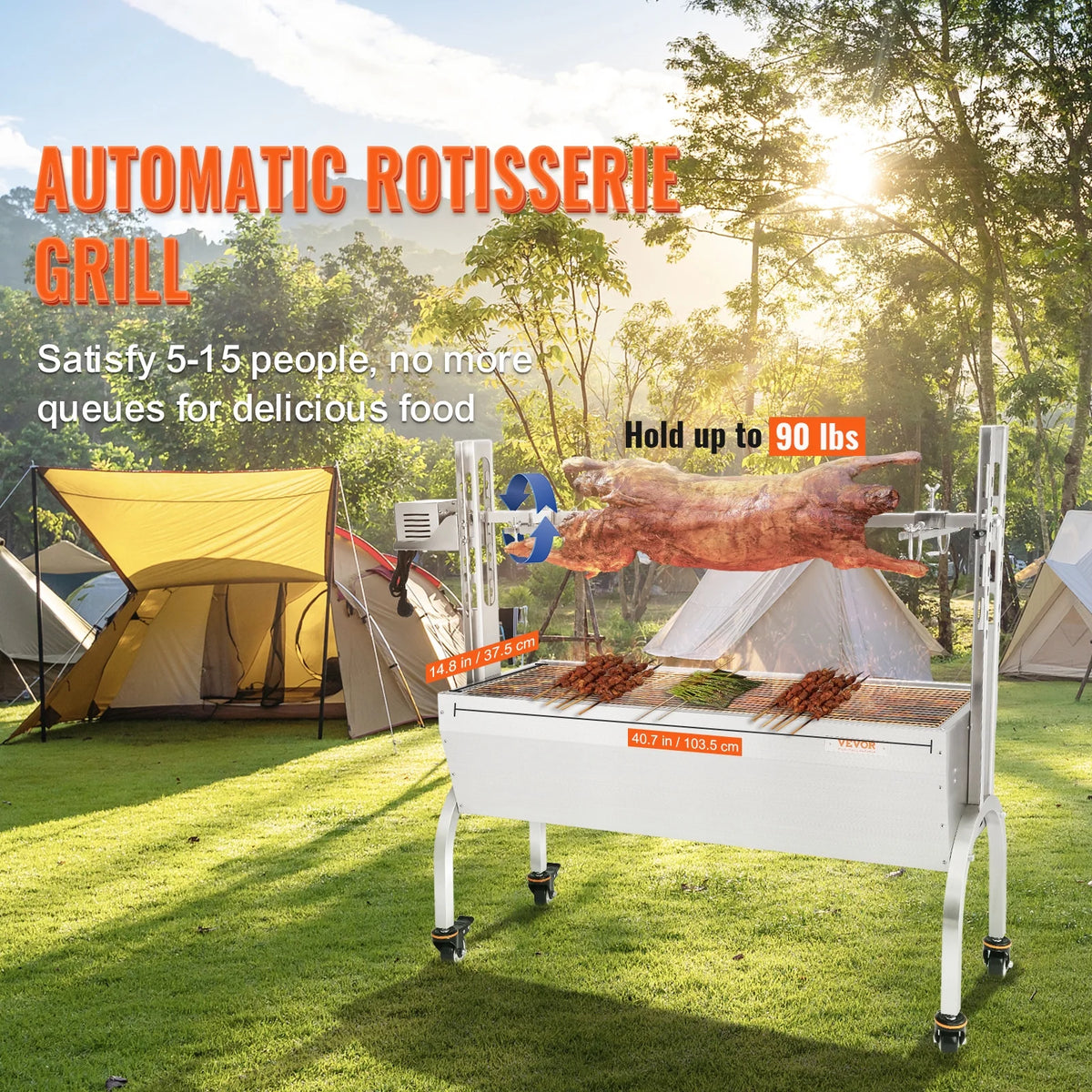 50W 90lbs Rotisserie BBQ Grill S85603