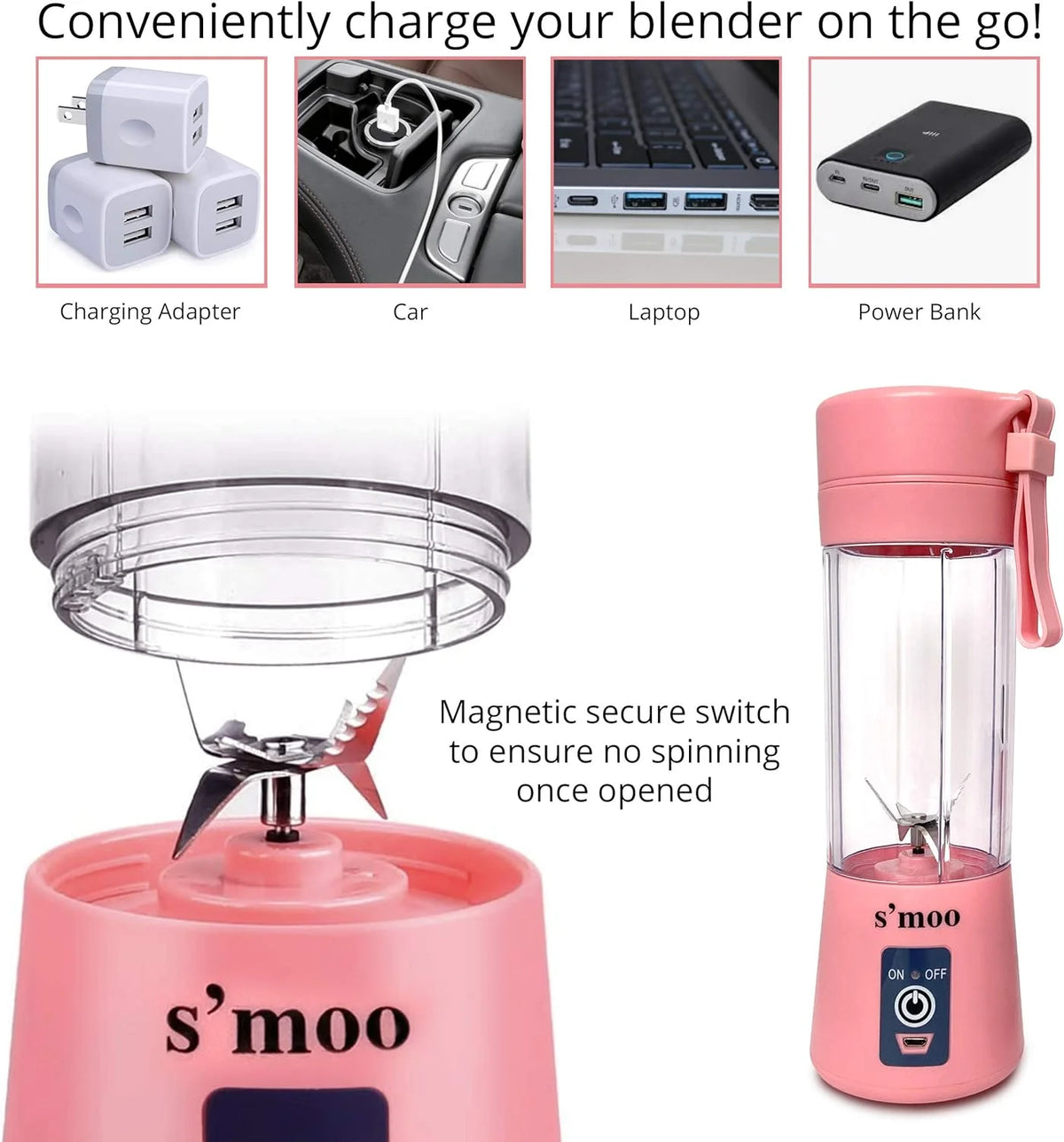 Portable USB Rechargeable Blender 13 Oz P5548
