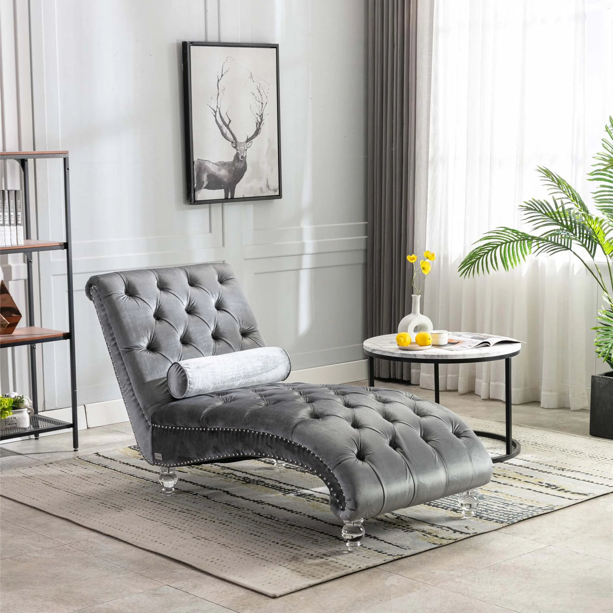 Velvet Recliner Sofa with Acrylic Feet A944875
