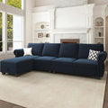 Black Velvet Sectional Sofa with Storage Ottoman and Reversible Chaise B3468