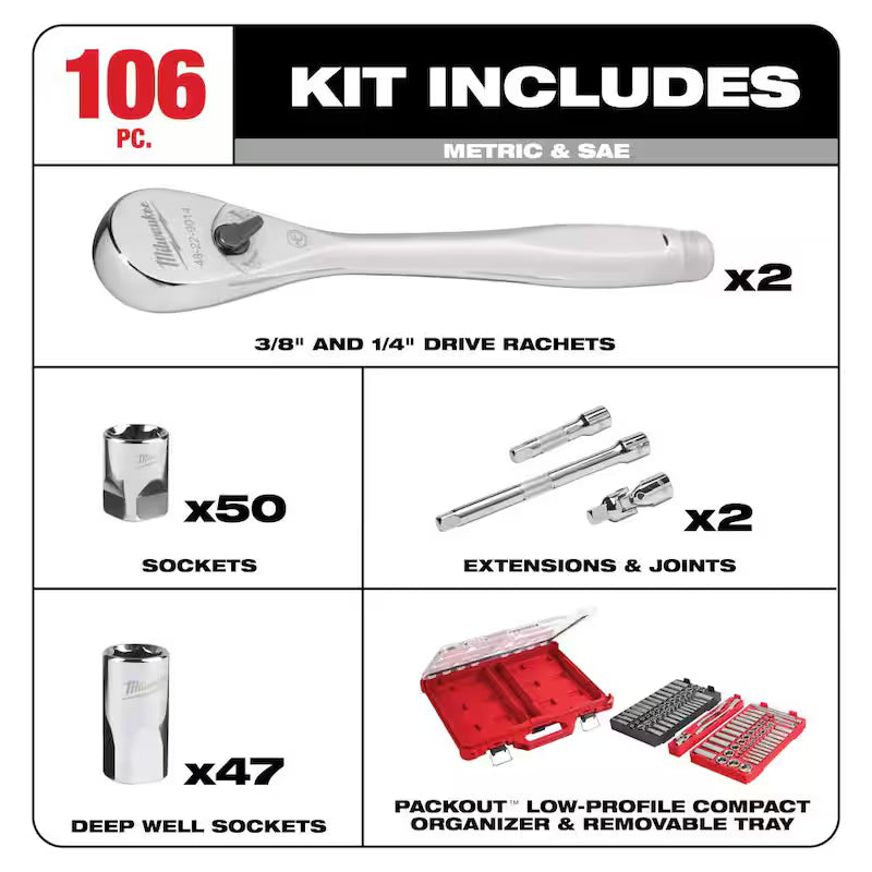 SAE/Metric Ratchet and Socket Set 137-Piece Q39572