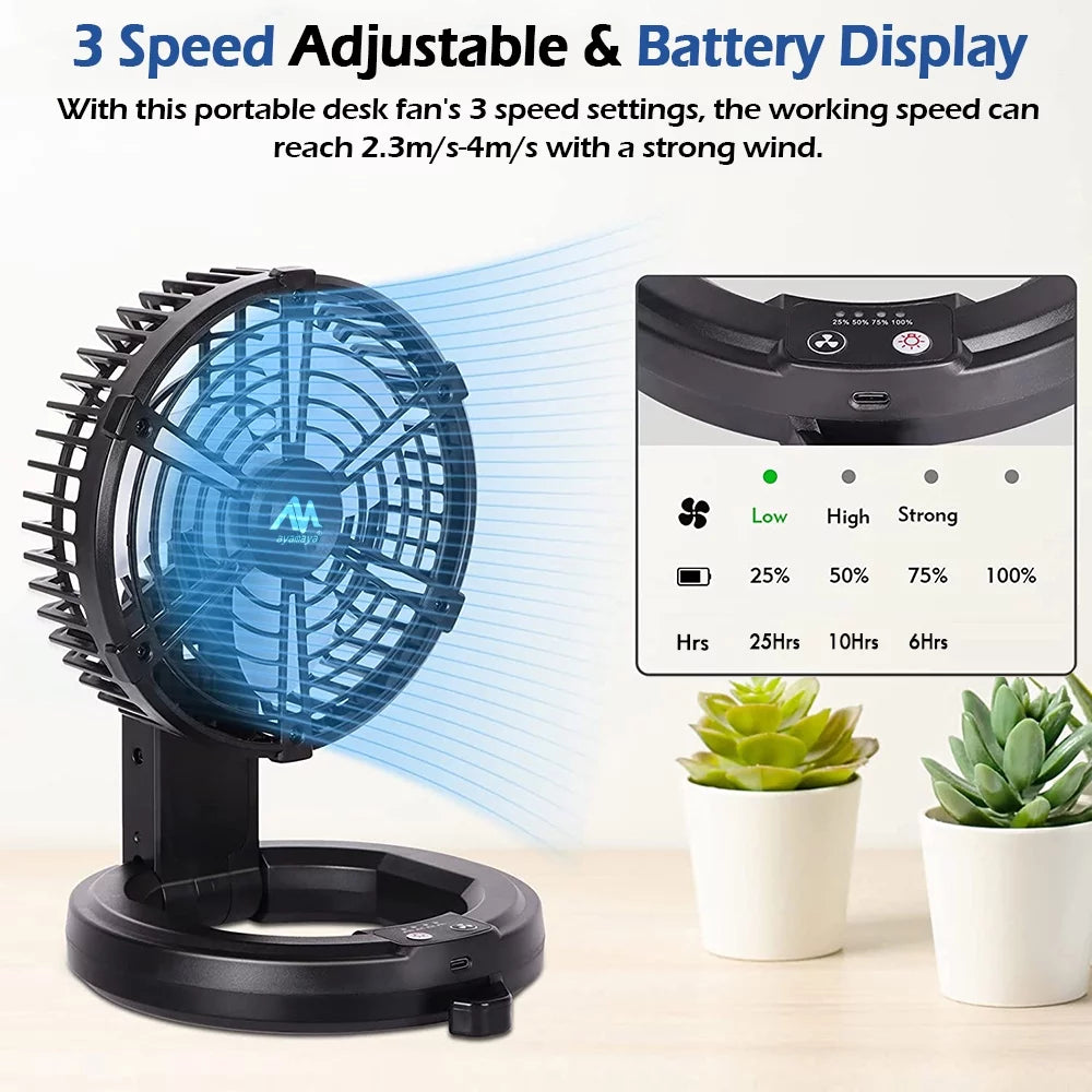 Rechargeable Camping Fan with LED Lantern T2376