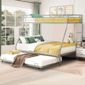 Silver Metal Twin Over Full Bunk Beds with Trundle N729