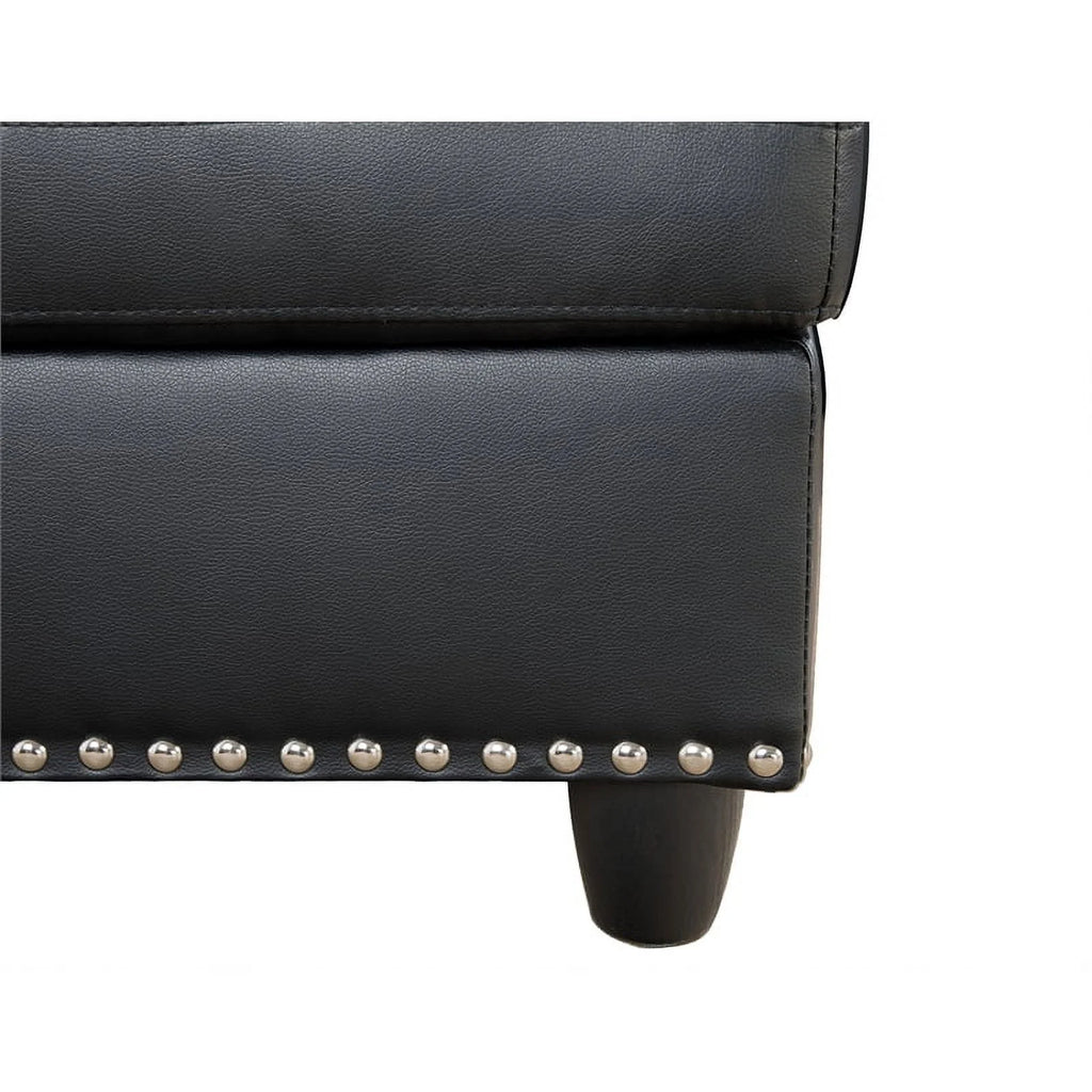 Faux Leather Sectional Sofa in Black C71917
