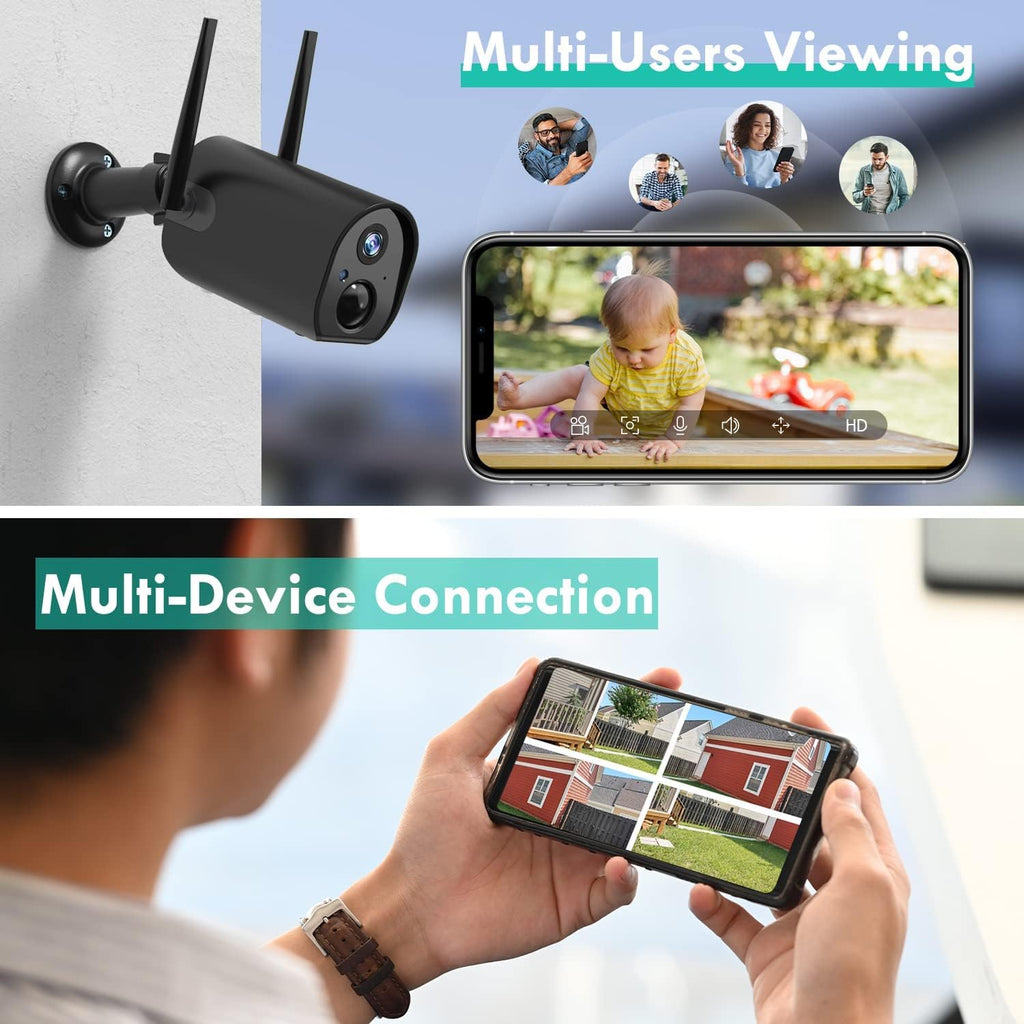 Solar Security Camera Outdoor Wireless WiFi 1080P Night Vision IP65 W9110