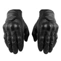 Perforated Full Finger Leather Motorcycle Gloves Y16173