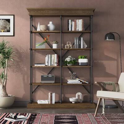 84x22 H Steel Etagere Bookcase Brown 5 Shelves L196403