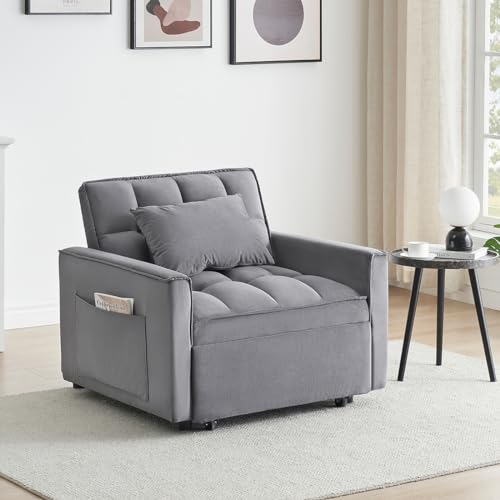 Dark Gray Velvet Convertible Sleeper Chair C367