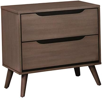 Mid-Century Modern Wood 2-Drawer Nightstand U262