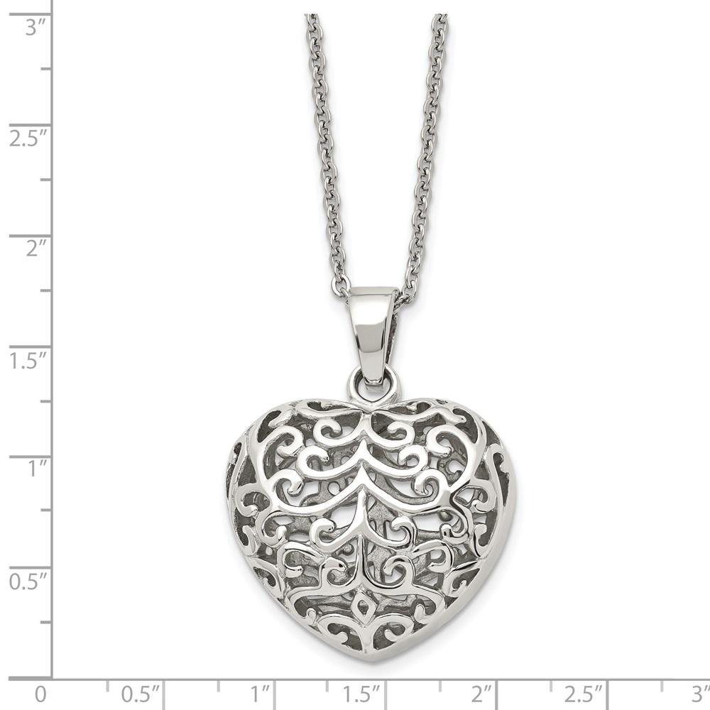 Stainless Steel Filigree Heart Necklace M581