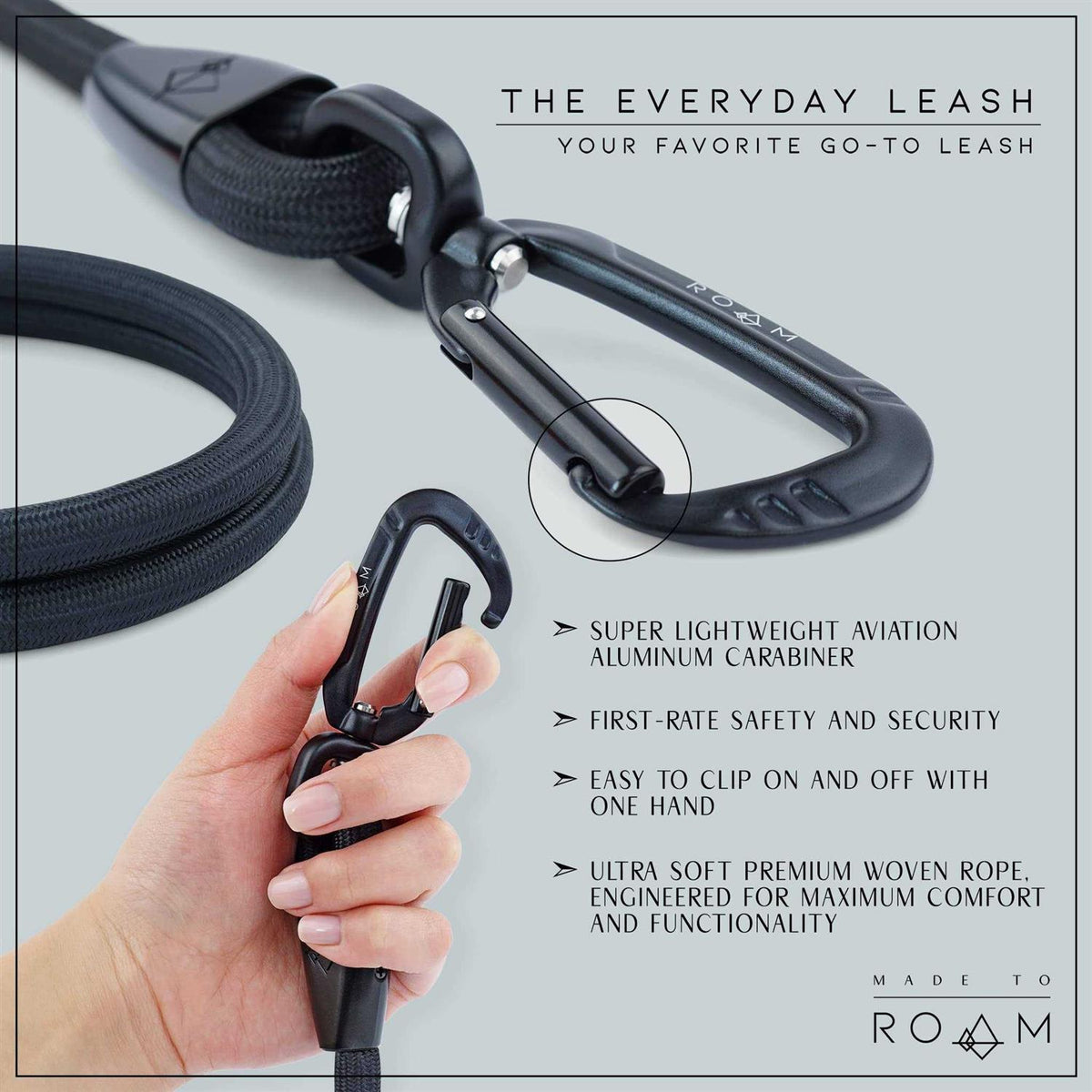 Ultra Soft Dog Leash with Carabiner R1959