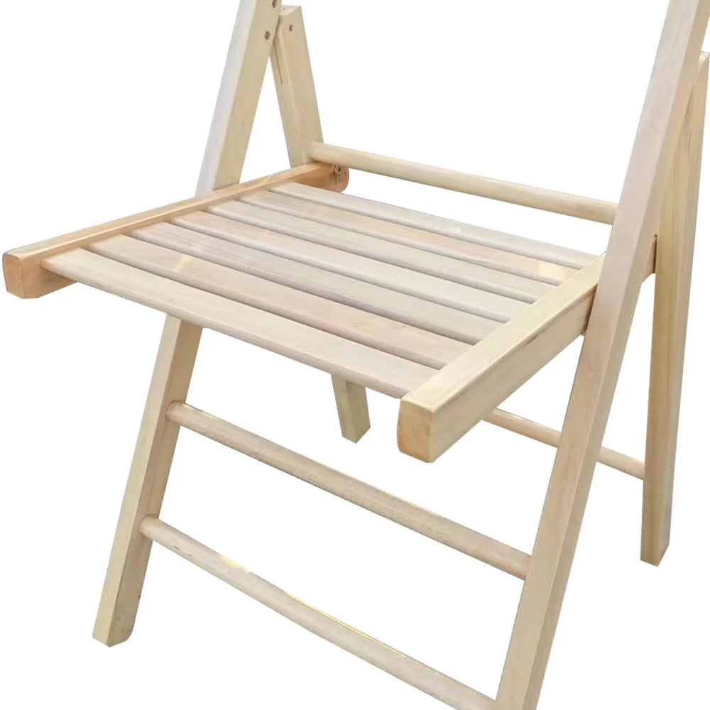 Lightweight Portable Slatted Wood Folding Chair with Backrest and Footrest R778445