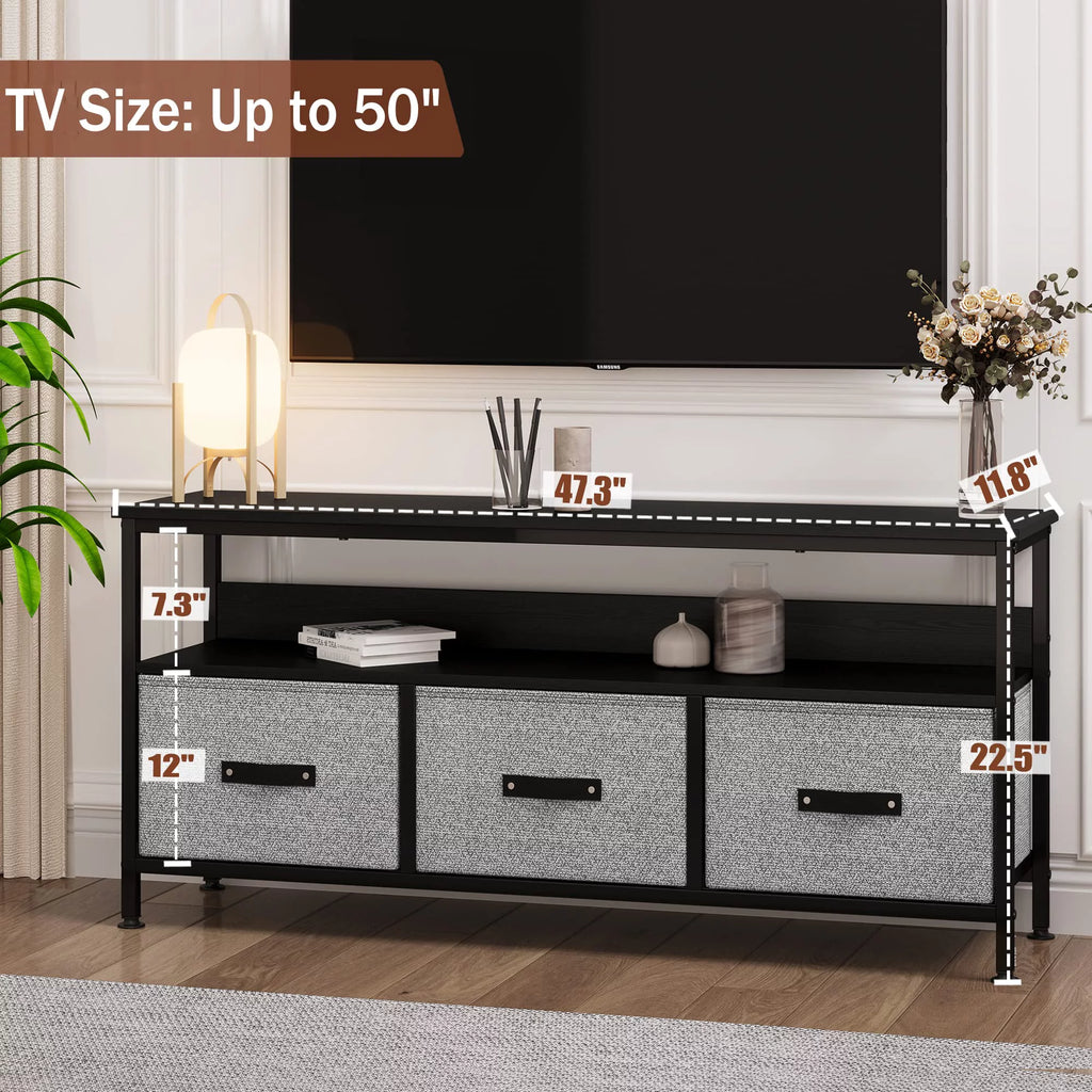 Grey Dresser TV Stand with Drawers and Shelves T26178