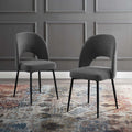 Black Charcoal Upholstered Fabric Dining Side Chair Set of 2 Q78068