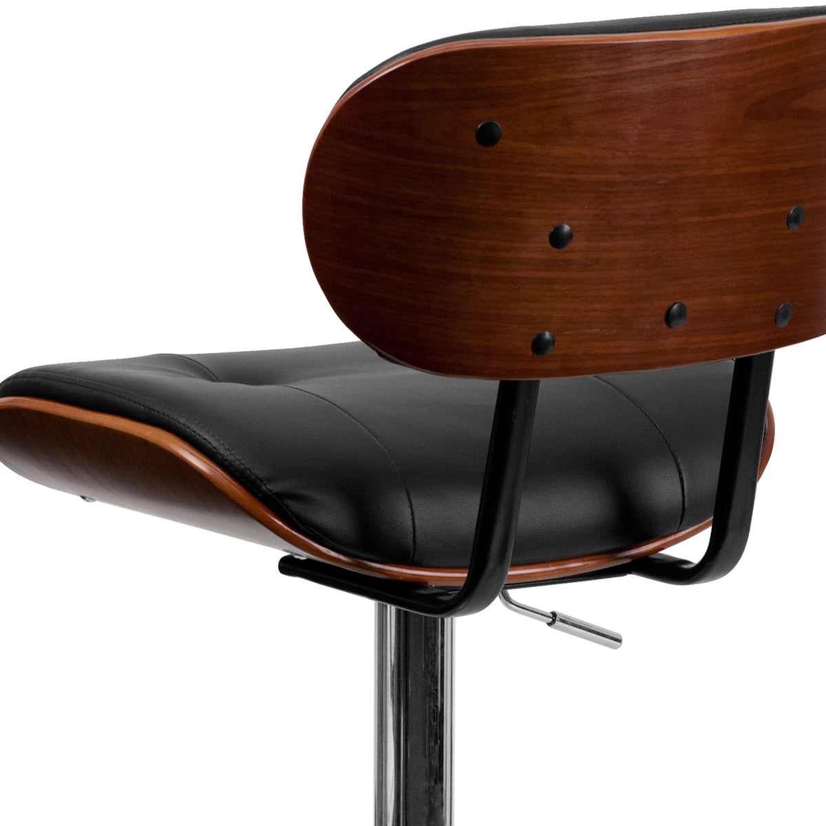 Adjustable Height Black Vinyl Tufted Barstool with Chrome Base U591360