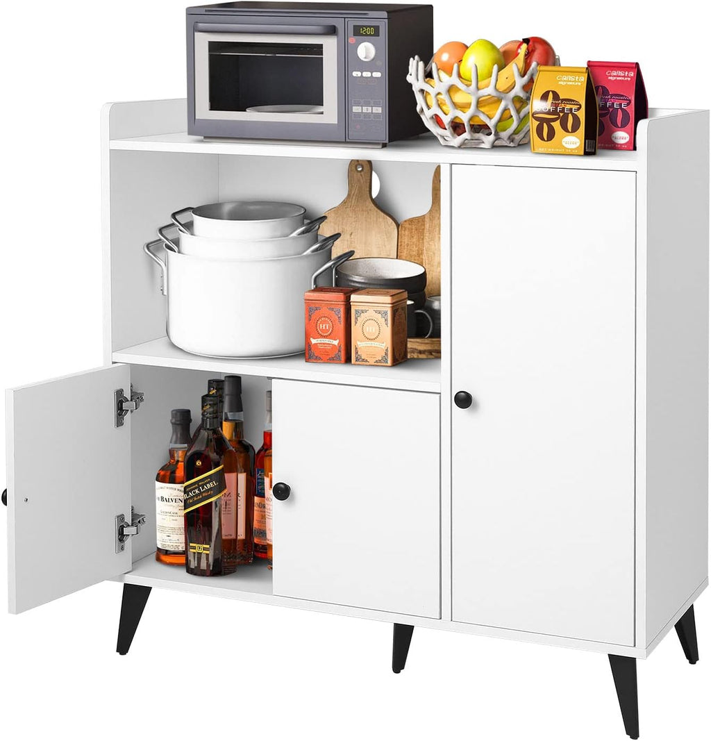 White Microwave Cabinet with Doors, 24x35 U507