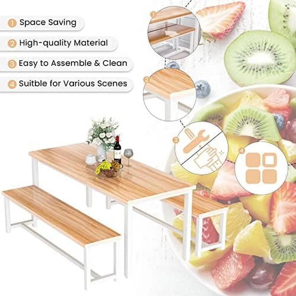 47" Dining Table Set with 2 Benches Y324597