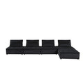 Black Velvet 5 Piece Modular Sectional Sofa with Ottoman D13399