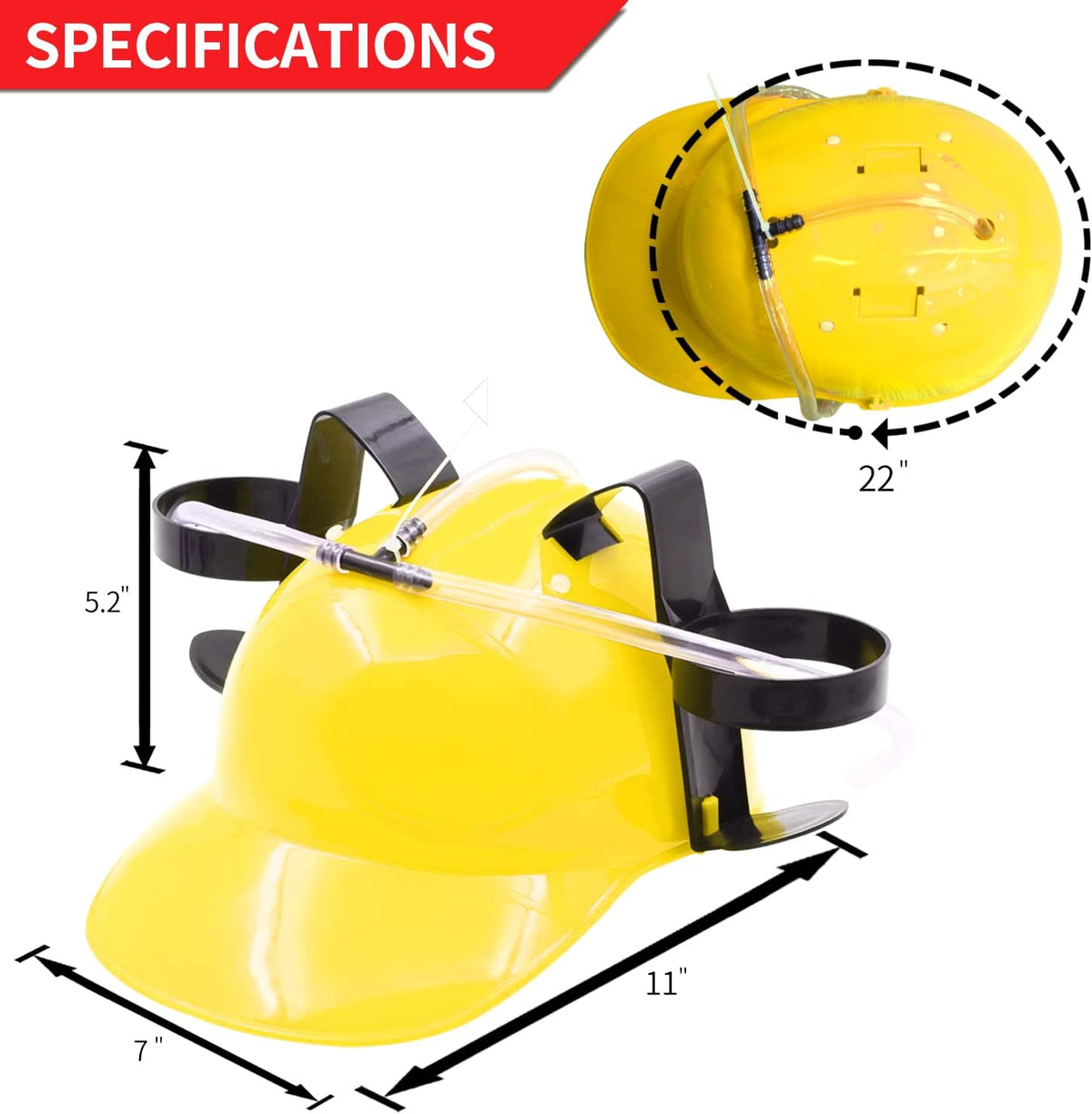 Yellow Adjustable Drinking Helmet with Straw C233872