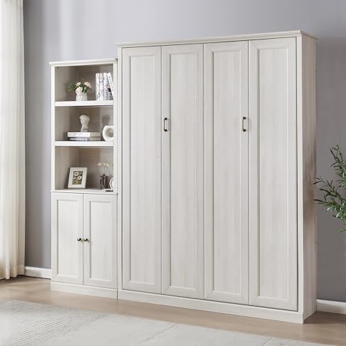 Queen Size Murphy Wall Bed with 1 Side Cabinet Storage Shelf R217