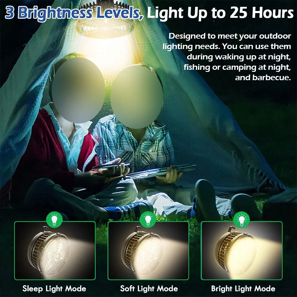 Rechargeable Camping Fan with LED Lantern T2376