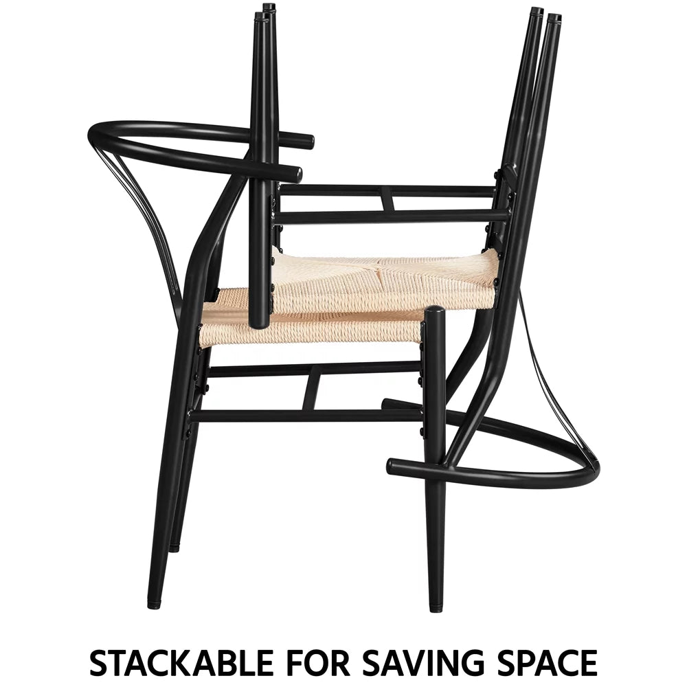 Set of 4 Black Weave Dining Chairs Metal Frame U4286