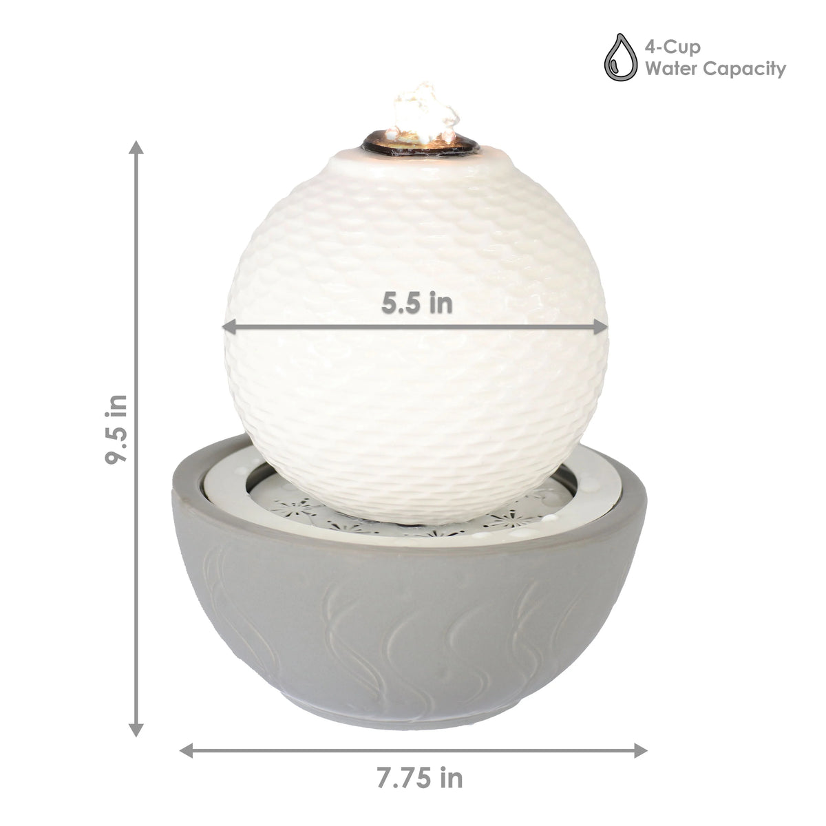 Patterned Sphere Indoor Water Fountain with Lights Z80460