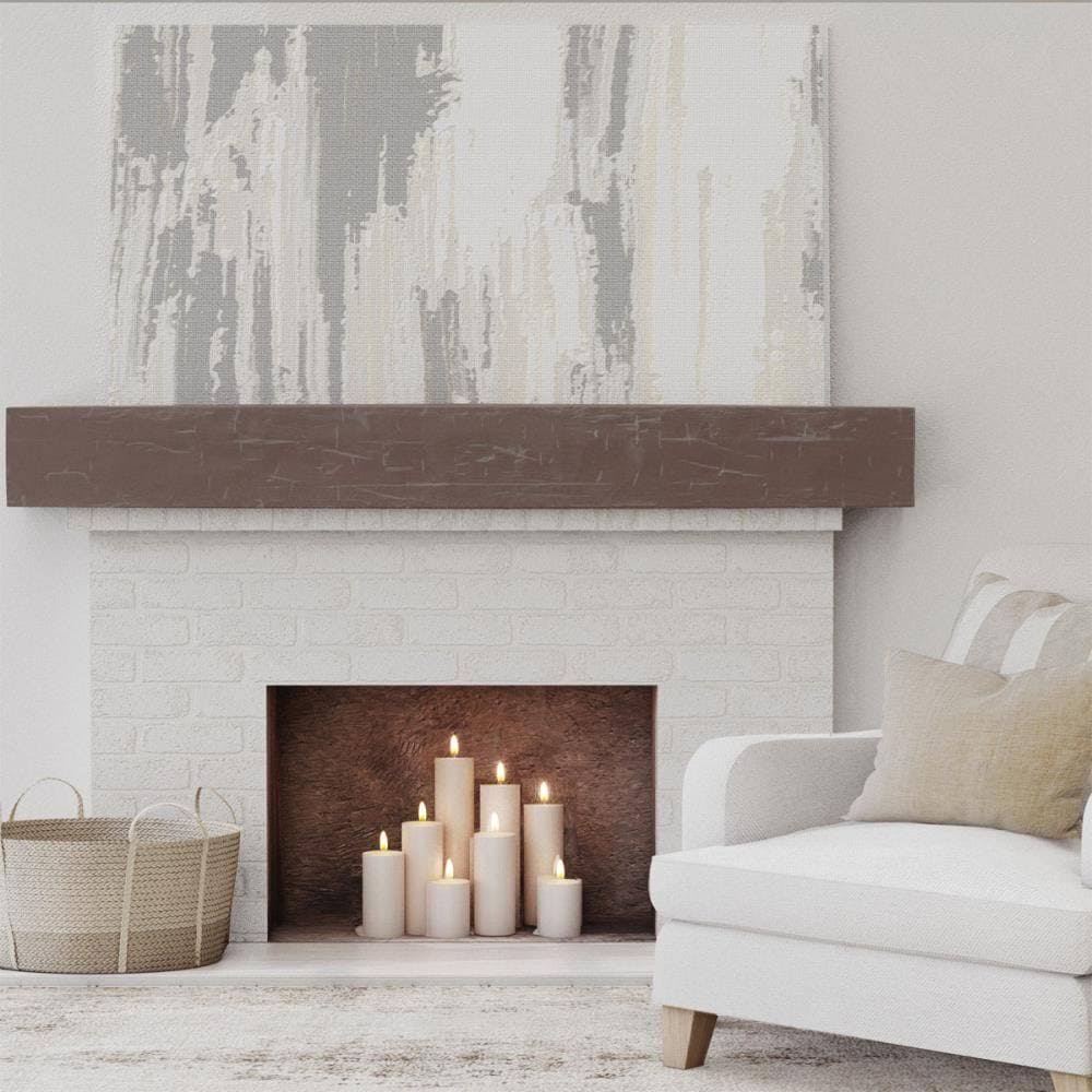 Hand Hewn Faux Wood Fireplace Mantel, Aged Pecan X601