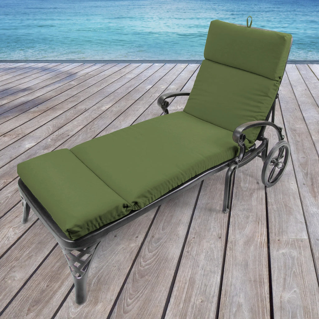 Green Outdoor Chaise Lounge Cushion with Ties R88324
