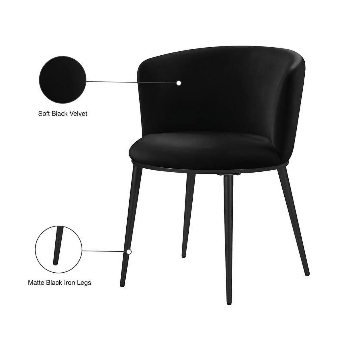 Black Velvet Dining Chair Set of 2 U878297