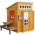 Modern Outdoor Wooden Playhouse with Picnic Table U371501