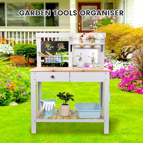 Wooden Outdoor Potting Bench Table with Sink N658280