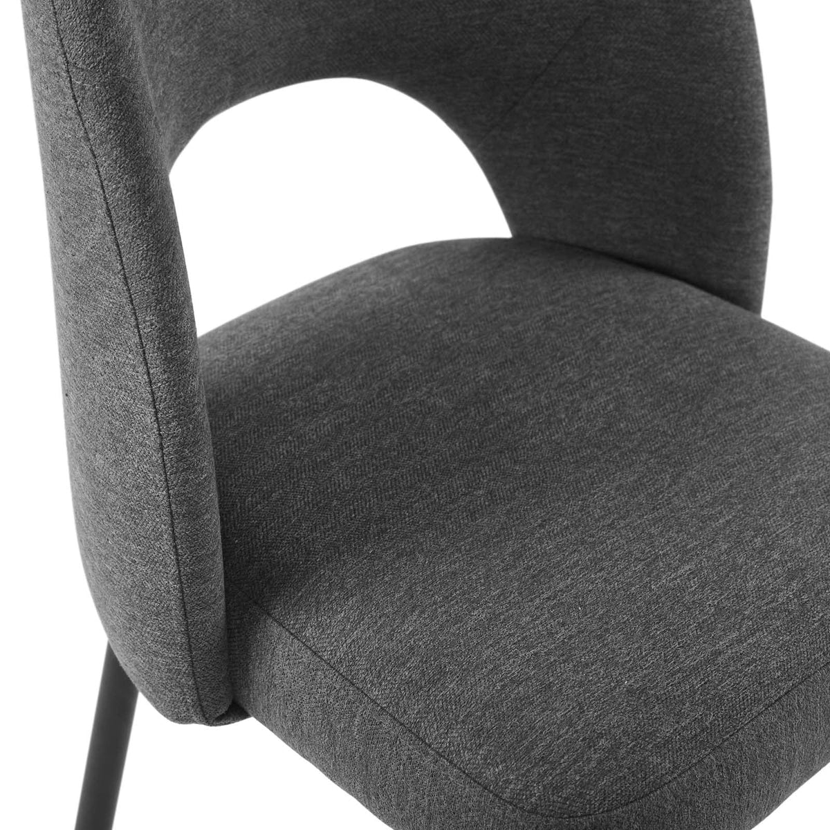 Black Charcoal Upholstered Fabric Dining Side Chair Set of 2 Q78068