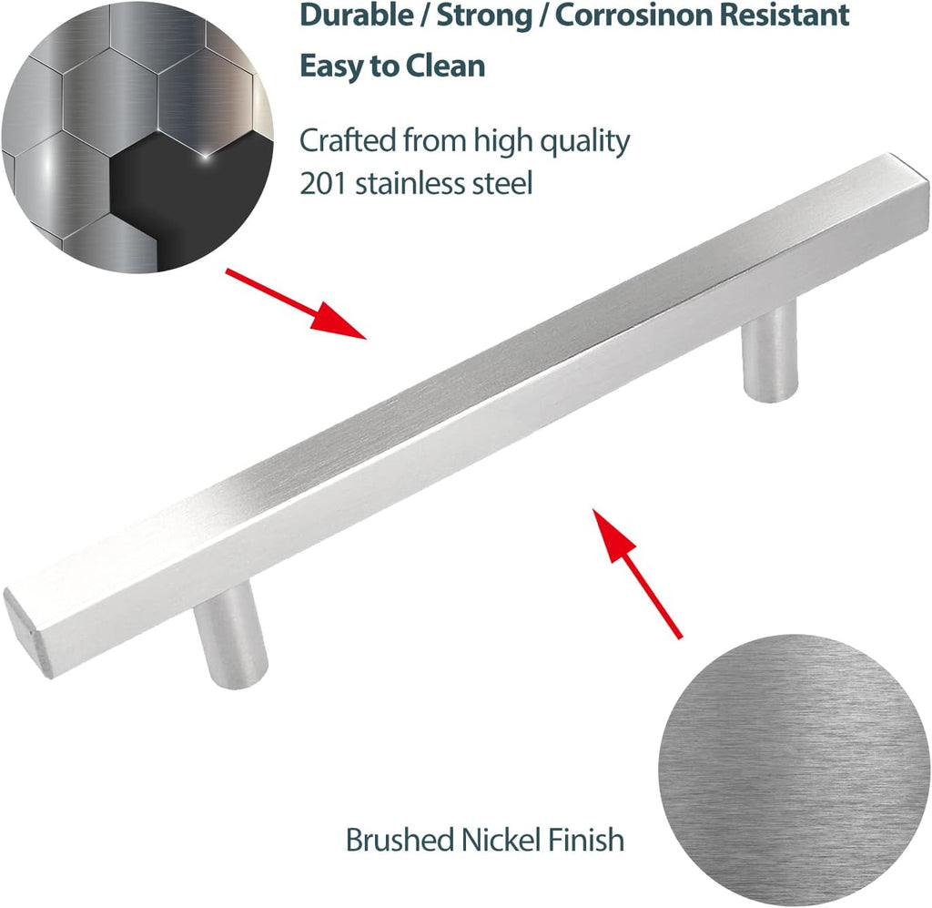 5 Pack Stainless Steel Square Cabinet Handles 5 Inch Hole Centers V87446