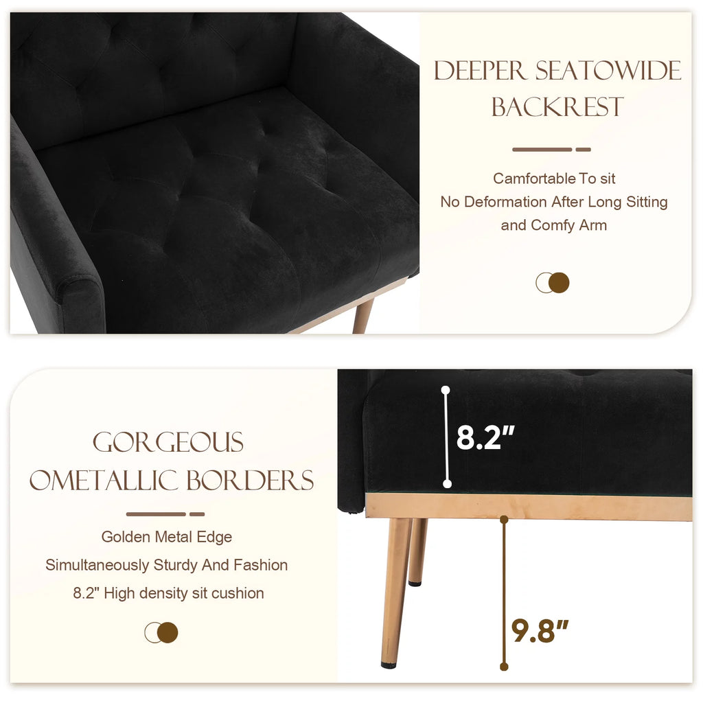 Green Velvet Upholstered Accent Chair with Metal Legs J718