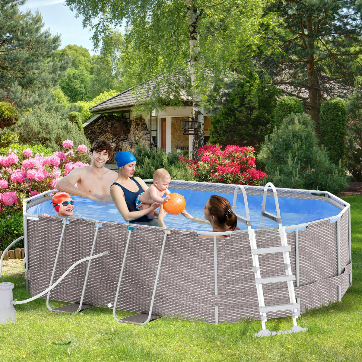 Brown Non-Inflatable Frame Swimming Pool B454