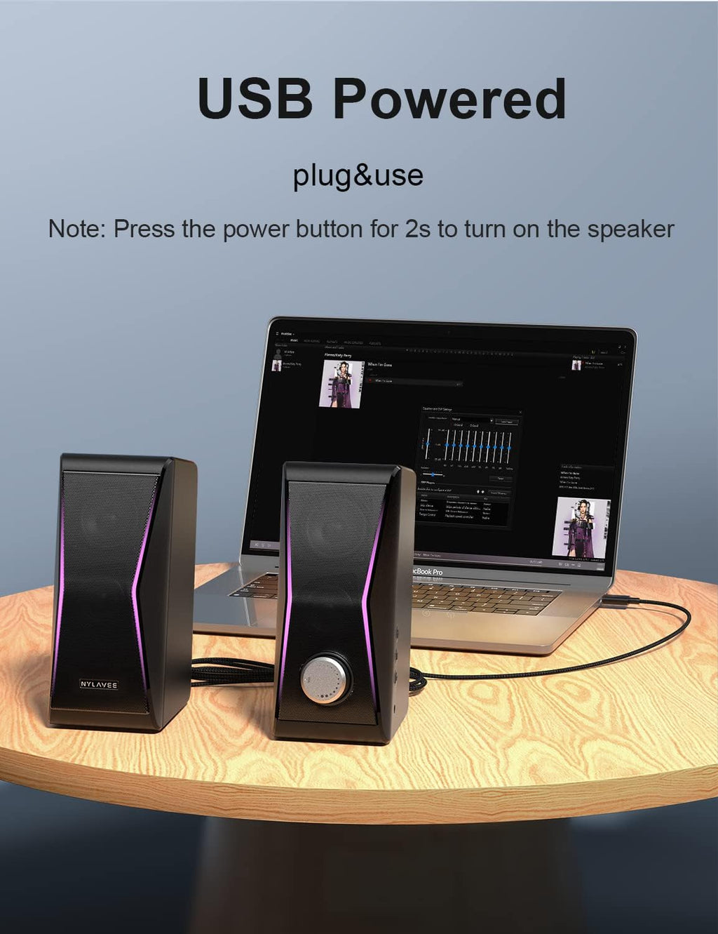 RGB Bluetooth Computer Speakers with Extra Bass, Pack of 2 H1463