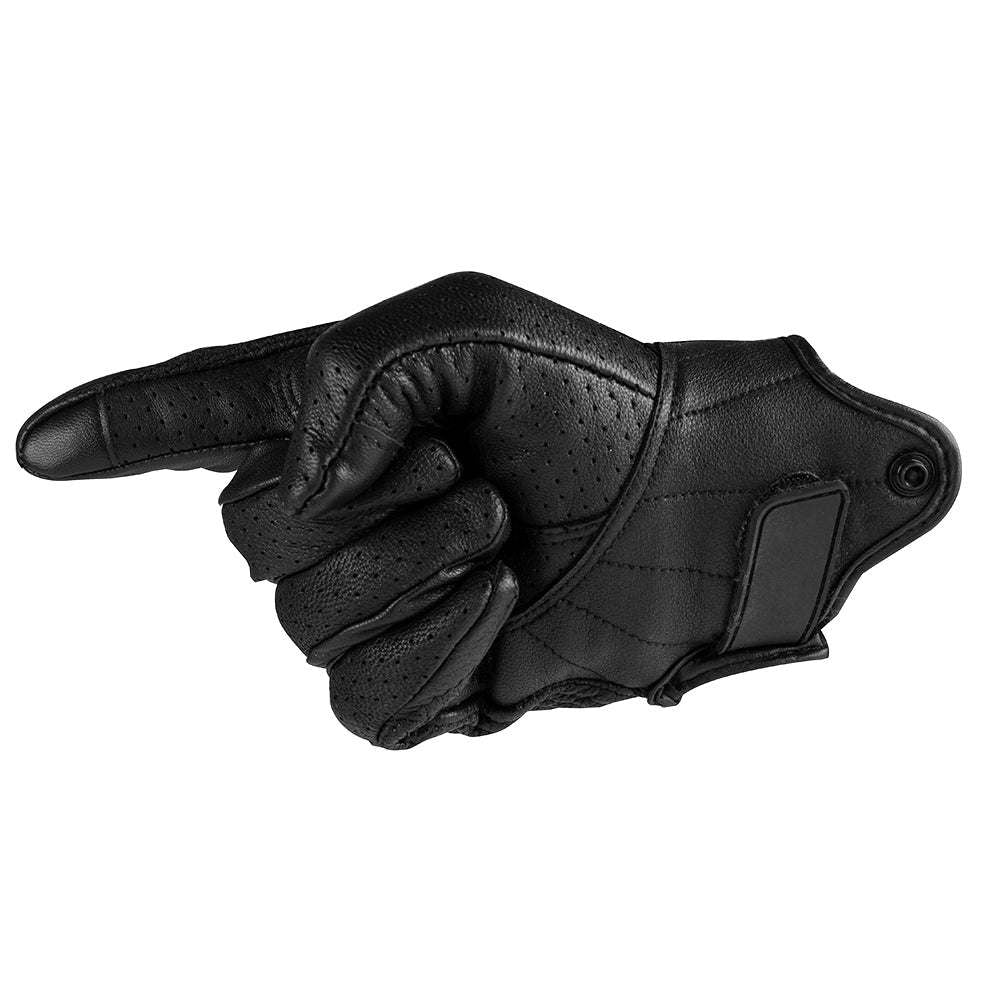 Perforated Full Finger Leather Motorcycle Gloves Y16173