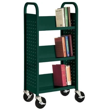 Forest Green Sloped-Shelf Book Cart P678825