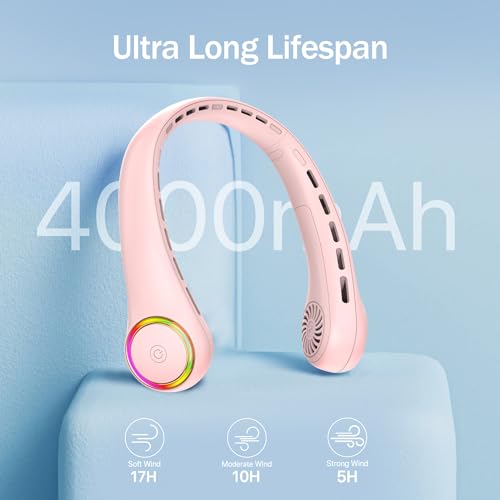 Portable Neck Fan 4000mAh 3 Adjustable Speeds White K555