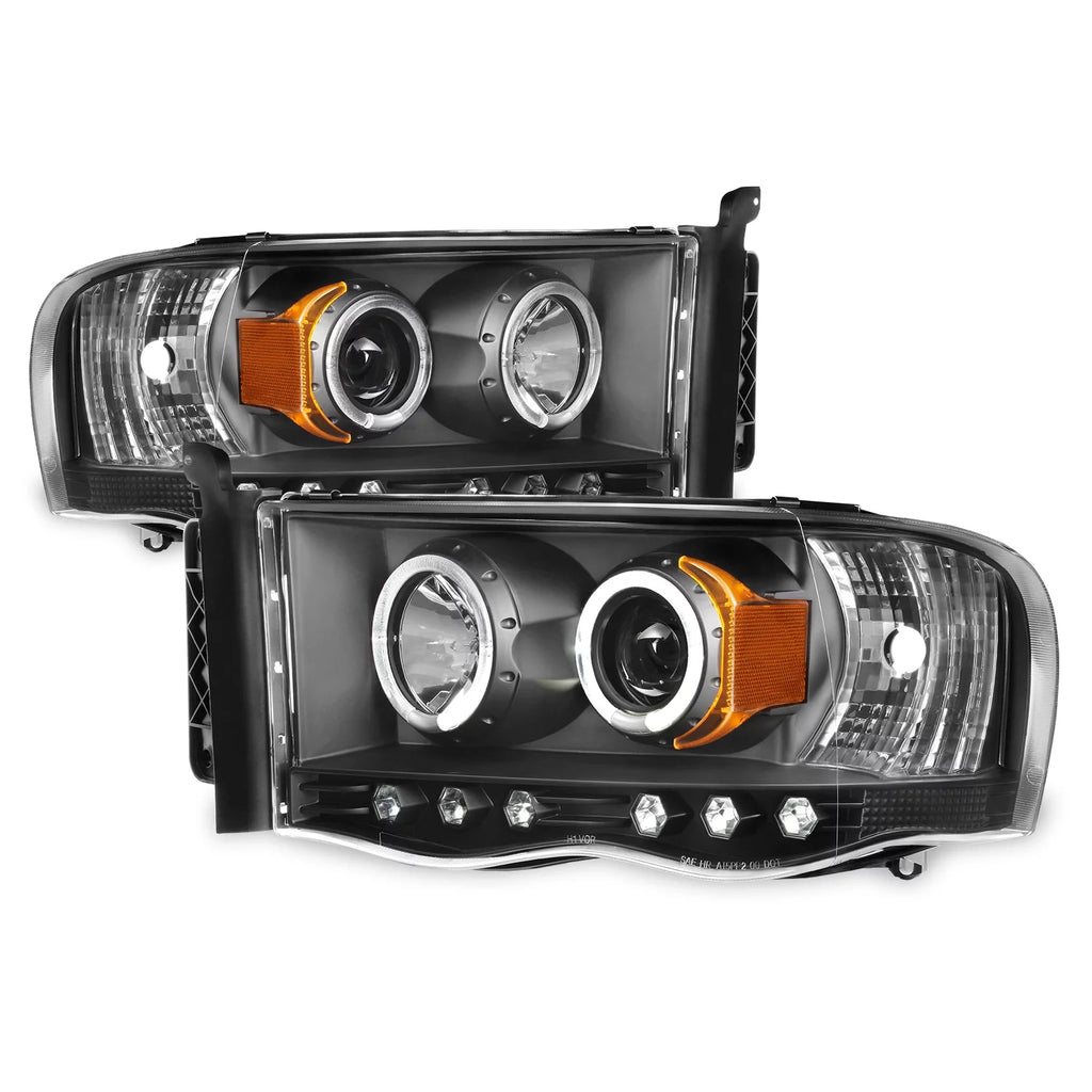 Black Housing Dual Halo DRL Projector LED Headlights + Tail Lamps O266
