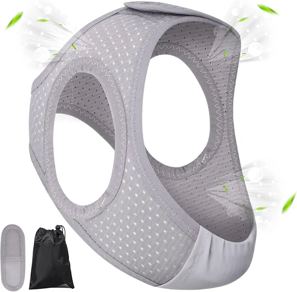 Anti Snoring Chin Strap Light Breathable Adjustable Grey W94849