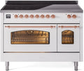 48 Induction Range with Electric Oven in White with Copper Trim W7288