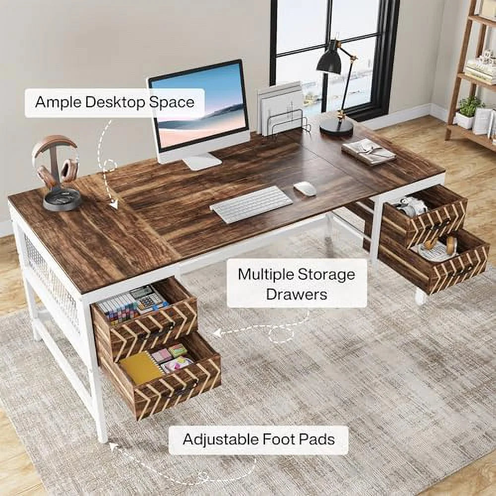 Home Office Desk with Drawers 63" Computer Desk N309