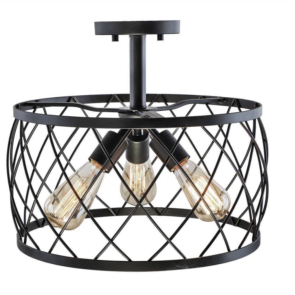 Black 3-Light Semi-Flush Mount O9497