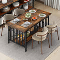 Rustic Brown Industrial Rectangular Wood Dining Table with Storage N65601
